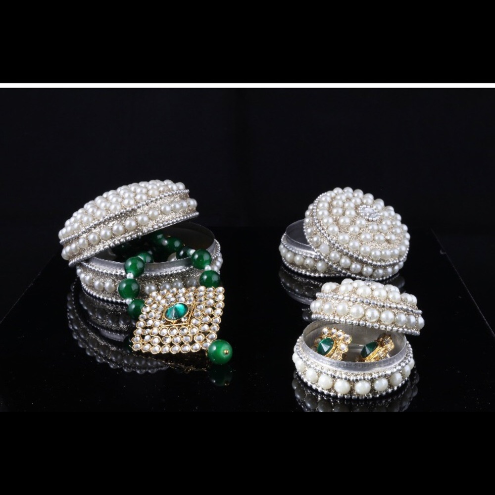 3 Pice Set handcrafted Decor pearl Jewelry Box